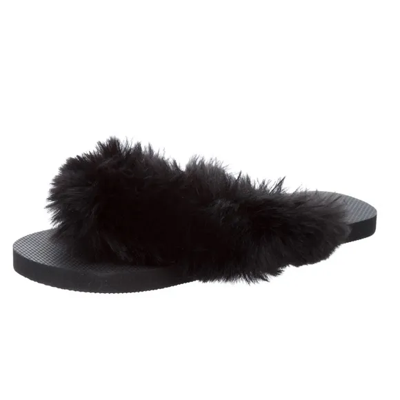 ALEXIS Faux Fur Thong Flip Flop Sandals 37/38