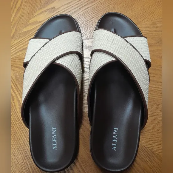 Alfani Brown and Cream Slide Sandals NWT Size:11  Alfani