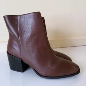 Ali MacGraw Womens Brown Leather Ankle Boots Booties SZ 8.5