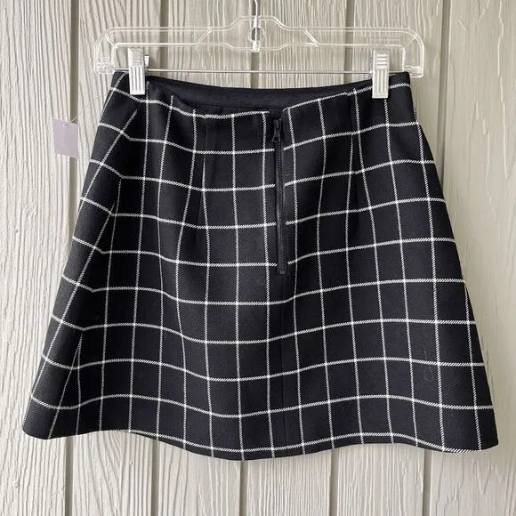 Alice   Olivia Houndstooth &amp; Windowpane Plaid Mixed-Print Mini Skirt XS