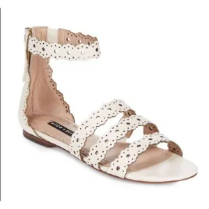 ALICE   OLIVIA Leather Lasercut Accents Gladiator Sandals Size 36/6 Bone White