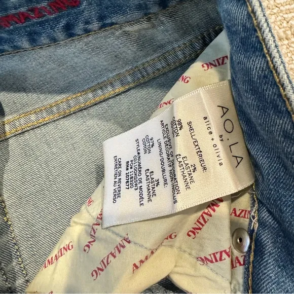 Alice   Olivia “Sweet Emotion” Blue Embellished Crystal Jeans | Size 25