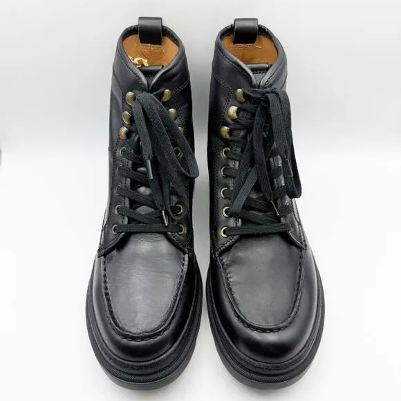 Allen Edmonds Mens Sawyer Lace-Up Boots US 9 D Black Leather Waterproof NIB