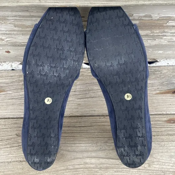 Amalfi by Rangoni Valeria Blue Suede Leather Slip On Loafers Women's Size 9.5
