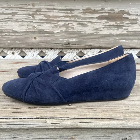Amalfi by Rangoni Valeria Blue Suede Leather Slip On Loafers Women's Size 9.5