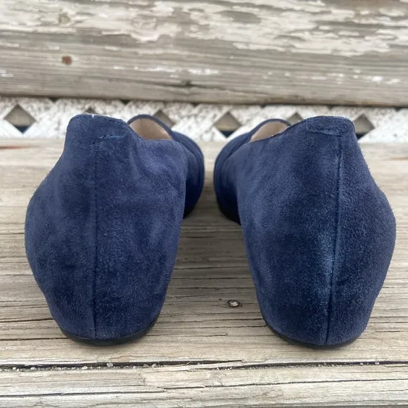 Amalfi by Rangoni Valeria Blue Suede Leather Slip On Loafers Women's Size 9.5