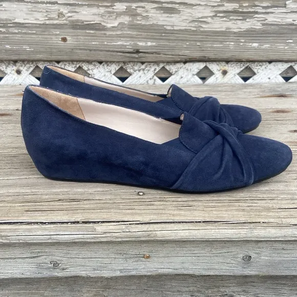 Amalfi by Rangoni Valeria Blue Suede Leather Slip On Loafers Women's Size 9.5