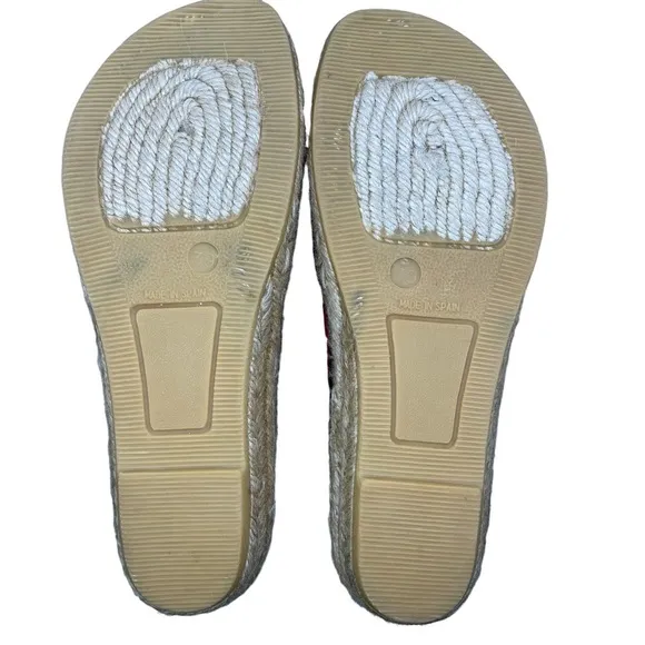Andre Assous Flip Flop Espadrille Sandals Red Brown Euro 39 Made in Spain