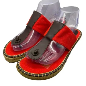 Andre Assous Flip Flop Espadrille Sandals Red Brown Euro 39 Made in Spain