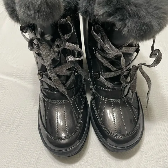Anne Klein Womens Gayla Round Toe Mid-Calf Cold Weather Boots, Black/Grey, 6.5M