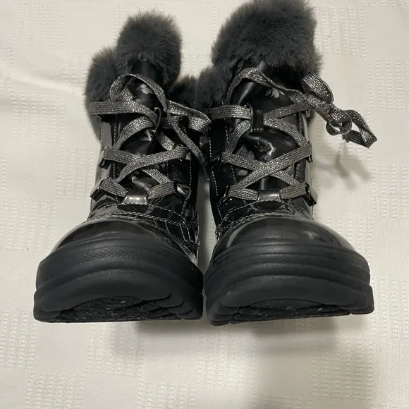 Anne Klein Womens Gayla Round Toe Mid-Calf Cold Weather Boots, Black/Grey, 6.5M