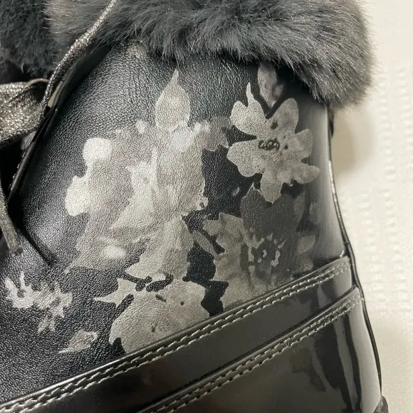 Anne Klein Womens Gayla Round Toe Mid-Calf Cold Weather Boots, Black/Grey, 6.5M