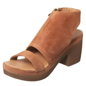 ANTELOPE I41 CUFF SANDALS TAUPE TAN SUEDE OPEN TOE BLOCK HEEL SIZE 41 NWOB