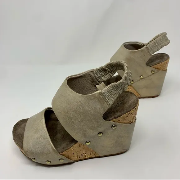 Antelope Metallic Double Strap Slingback Wedge Sandals Women Size 5 to 5 1/2