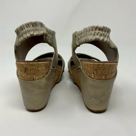 Antelope Metallic Double Strap Slingback Wedge Sandals Women Size 5 to 5 1/2