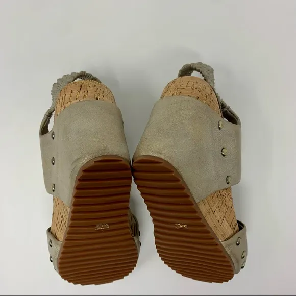 Antelope Metallic Double Strap Slingback Wedge Sandals Women Size 5 to 5 1/2