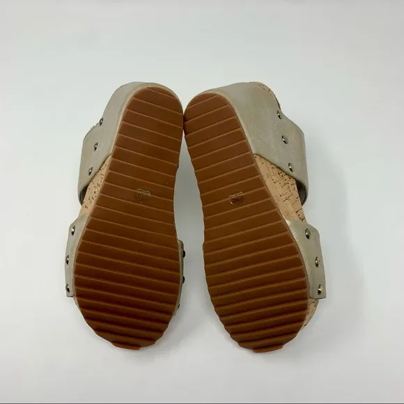 Antelope Metallic Double Strap Slingback Wedge Sandals Women Size 5 to 5 1/2