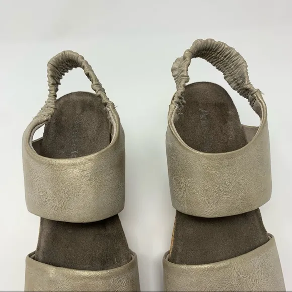 Antelope Metallic Double Strap Slingback Wedge Sandals Women Size 5 to 5 1/2