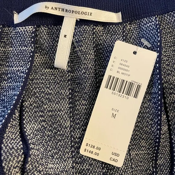 Anthropologie Haven Pleated Knit Midi Skirt - Navy/White, Size Medium