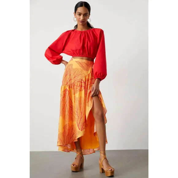 Anthropologie Hutch Printed Wrap Maxi Skirt - New Large