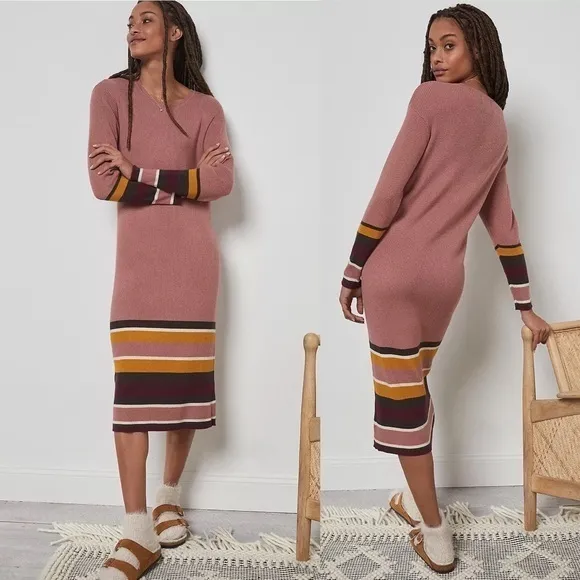 Anthropologie Parvati Midi Stripes Dress Size Medium
