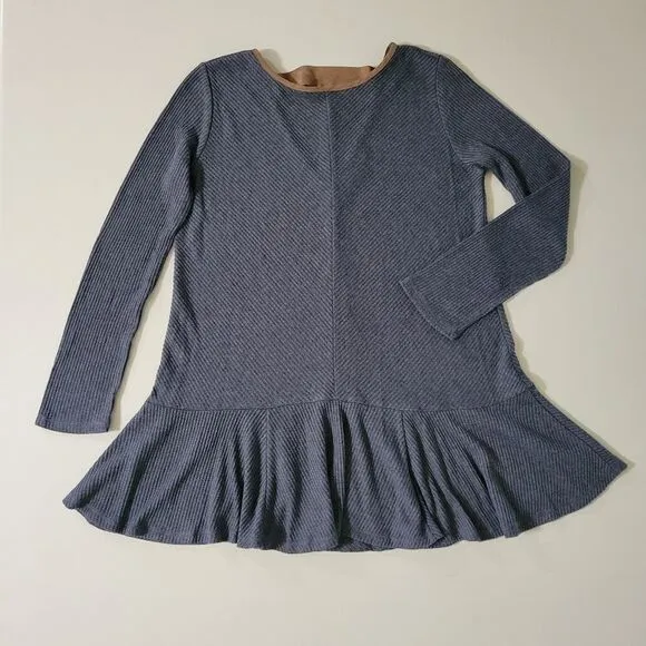 Anthropologie THML Women's Gray Ribbed Peplum Mini Tunic Dress