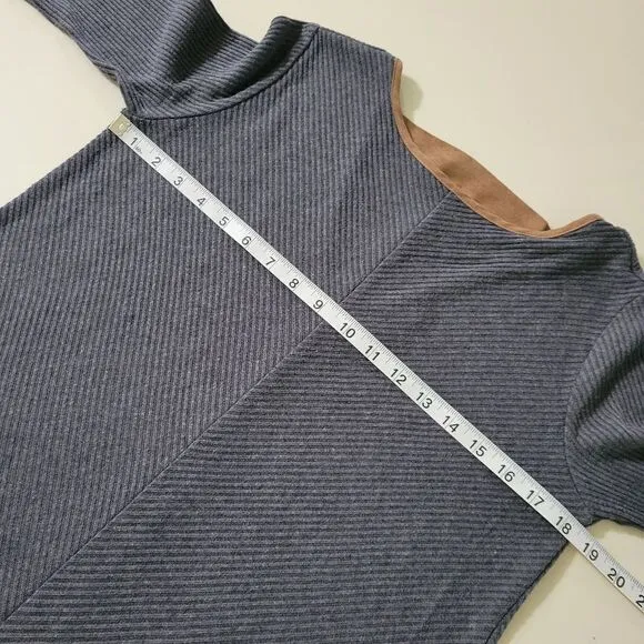 Anthropologie THML Women's Gray Ribbed Peplum Mini Tunic Dress