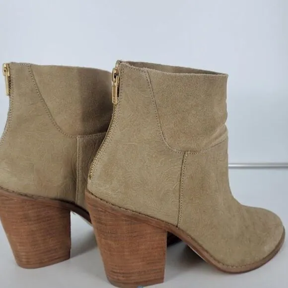Anthropologie embossed leather ankle boots