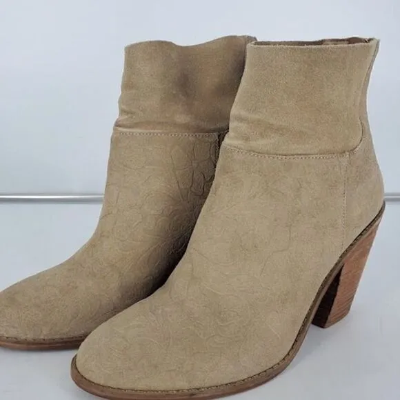 Anthropologie embossed leather ankle boots