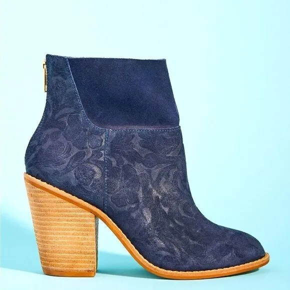 Anthropologie embossed leather ankle boots