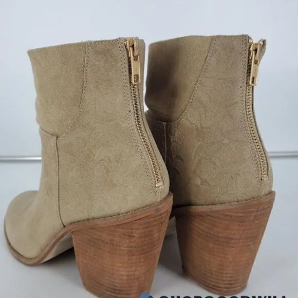 Anthropologie embossed leather ankle boots