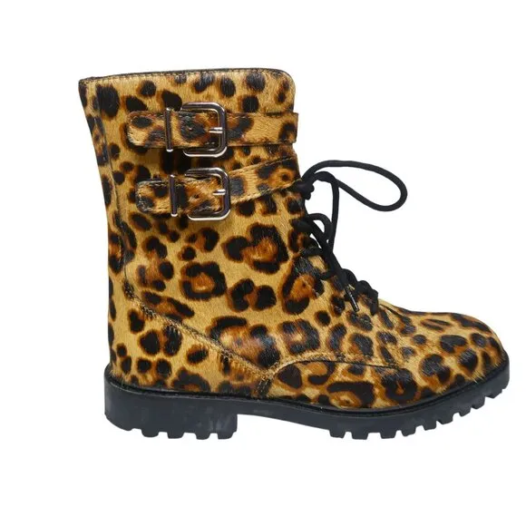 Antonio Melani BERTILLI Leopard Print Calf Boots Size 8M