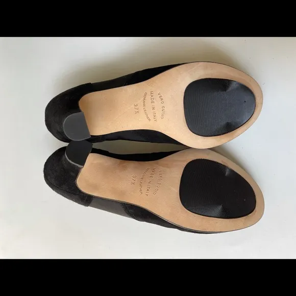 ANYI LU Heart Suede Leather Bow Elastic Side Women Pump Heel Shoes Size 37.5 EUR