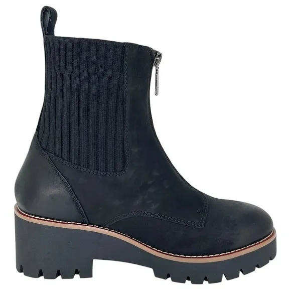 Aqua College Dream Black Nubuck Leather Waterproof Womens Ankle Boots Size 5.5M