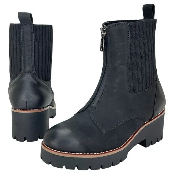 Aqua College Dream Black Nubuck Leather Waterproof Womens Ankle Boots Size 5.5M