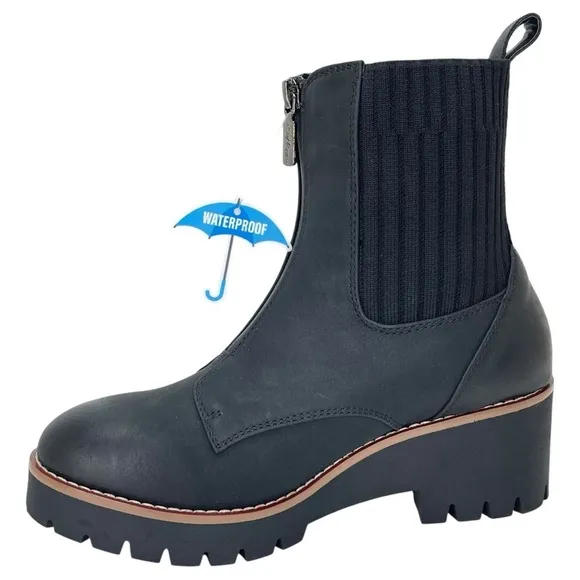 Aqua College Dream Black Nubuck Leather Waterproof Womens Ankle Boots Size 5.5M