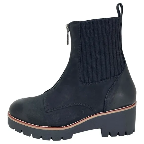 Aqua College Dream Black Nubuck Leather Waterproof Womens Ankle Boots Size 5.5M