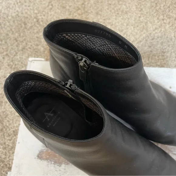 Aquatalia Fosca Black Soft Leather Mod Ankle Booties