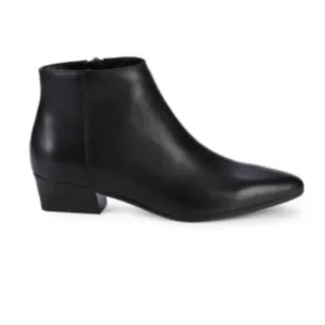 Aquatalia Fosca Black Soft Leather Mod Ankle Booties
