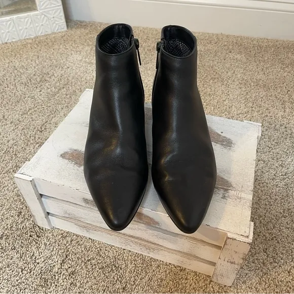 Aquatalia Fosca Black Soft Leather Mod Ankle Booties