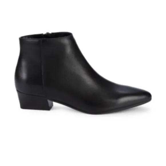 Aquatalia Fosca Black Soft Leather Mod Ankle Booties
