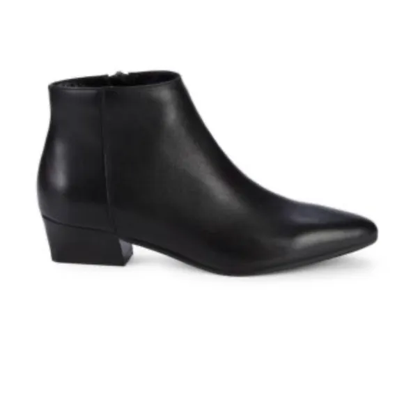 Aquatalia Fosca Black Soft Leather Mod Ankle Booties