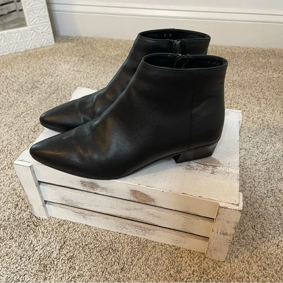Aquatalia Fosca Black Soft Leather Mod Ankle Booties