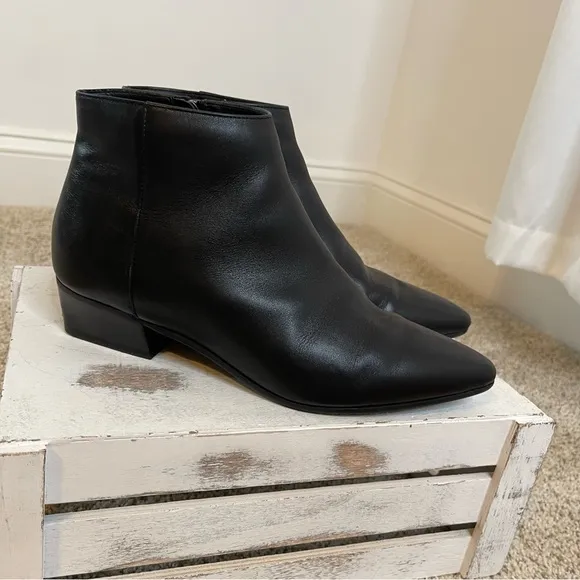 Aquatalia Fosca Black Soft Leather Mod Ankle Booties