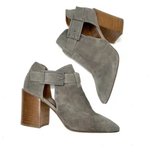 Aquatalia Gray Suede Cut Out Heeled Ankle Boots