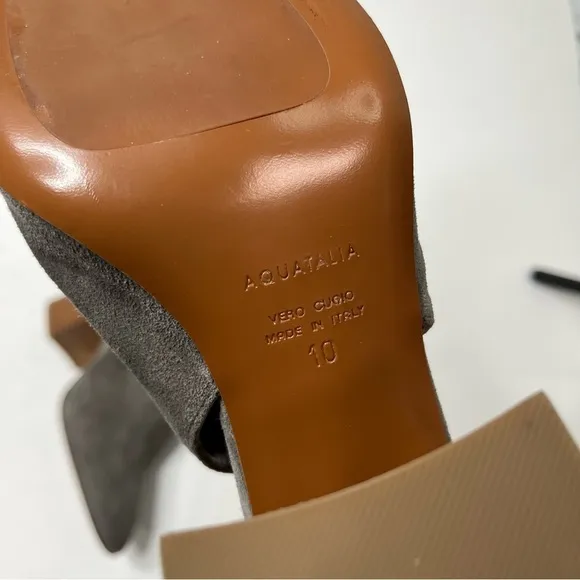 Aquatalia Gray Suede Cut Out Heeled Ankle Boots