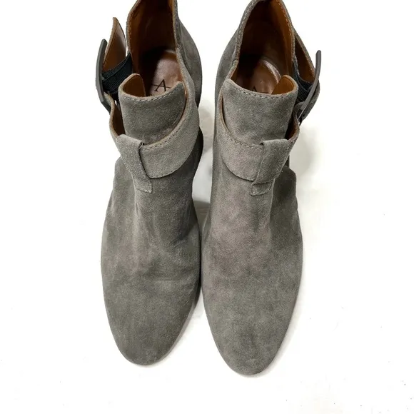 Aquatalia Gray Suede Cut Out Heeled Ankle Boots