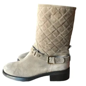 Aquatalia Quilted Suede Moto Style &quot;Weather Proof&quot; Boots size 9.5
