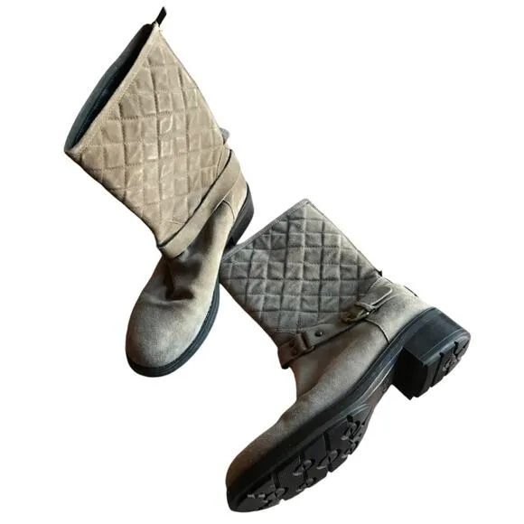 Aquatalia Quilted Suede Moto Style &quot;Weather Proof&quot; Boots size 9.5