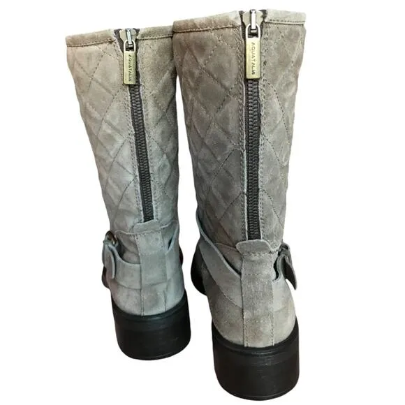 Aquatalia Quilted Suede Moto Style &quot;Weather Proof&quot; Boots size 9.5